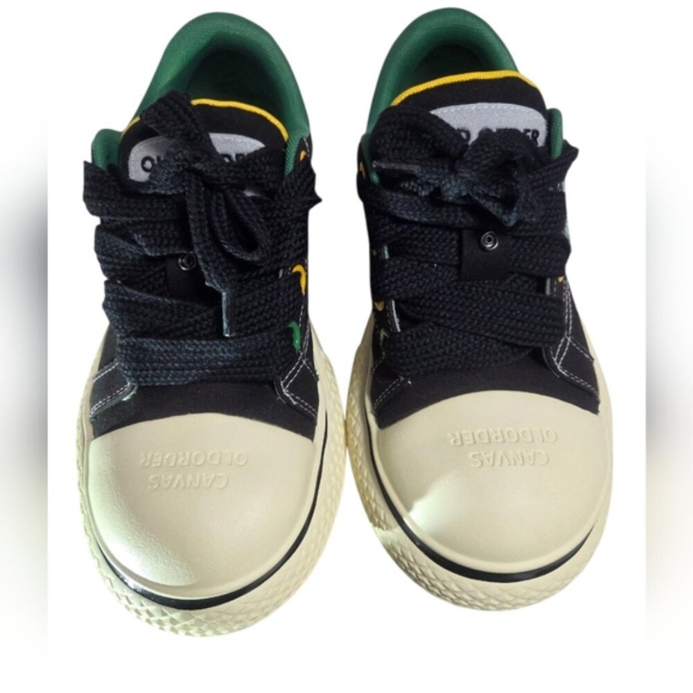 Old Order X AFGK Canvas Black and Cream Low-Top Sneakers